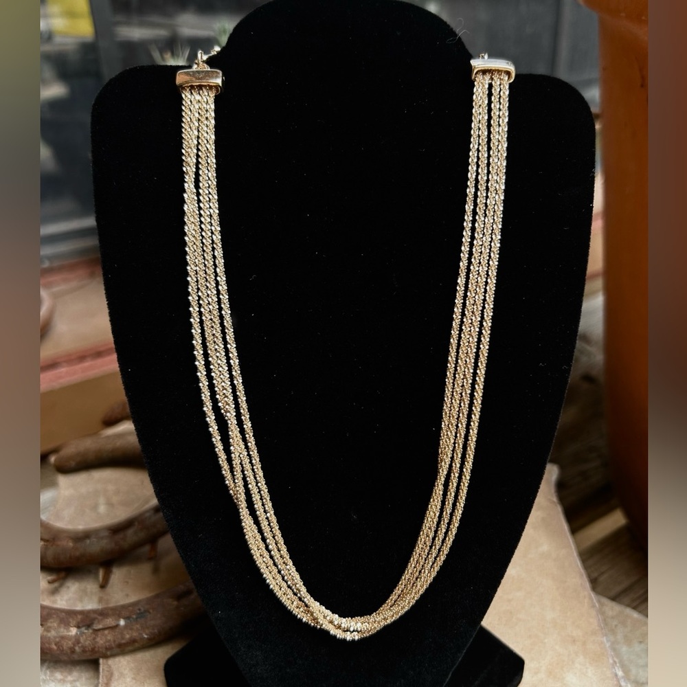 Multi-Layered Elegant Gold Chain Necklace NWT